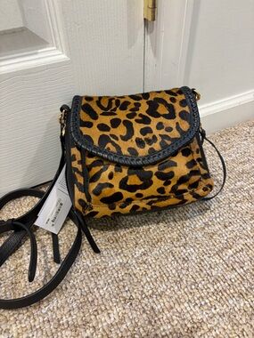 Aimee Kestenberg Leopard Print Crossbody Bag with Black Strap